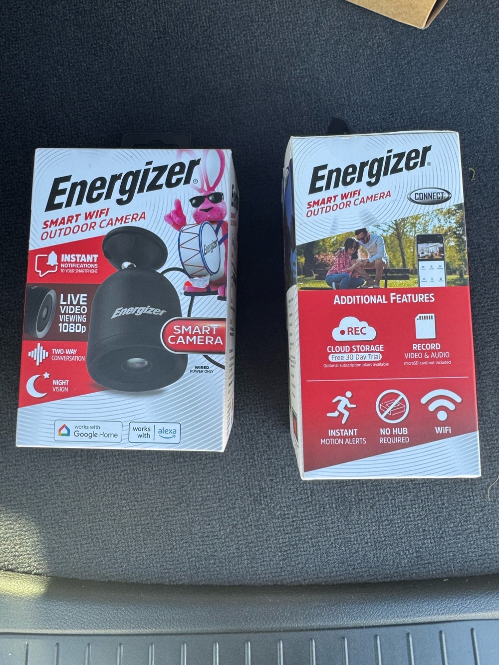 2 Energizer Smart WiFi Outdoor Smart Cameras - Black 1080p